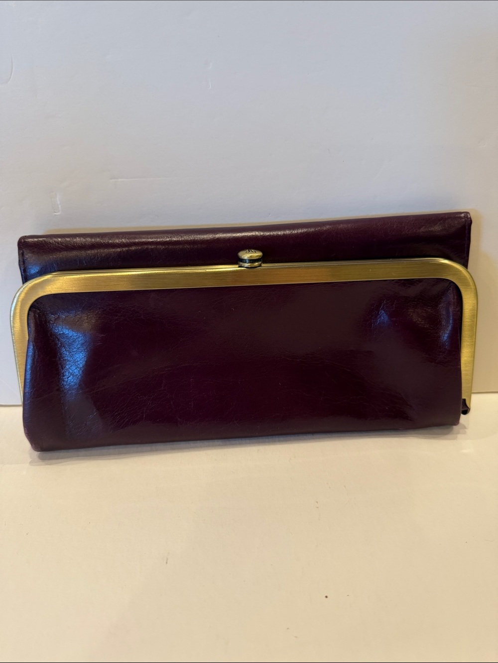 Classic Burgundy Leather Frame Clutch - Unbranded